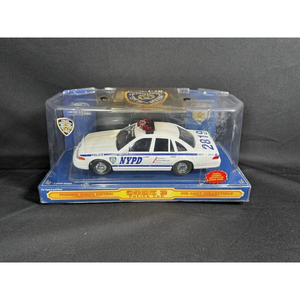 Code 3 NYPD State Trooper Police Car Die 1:24 With Patch FORD Crown Victoria